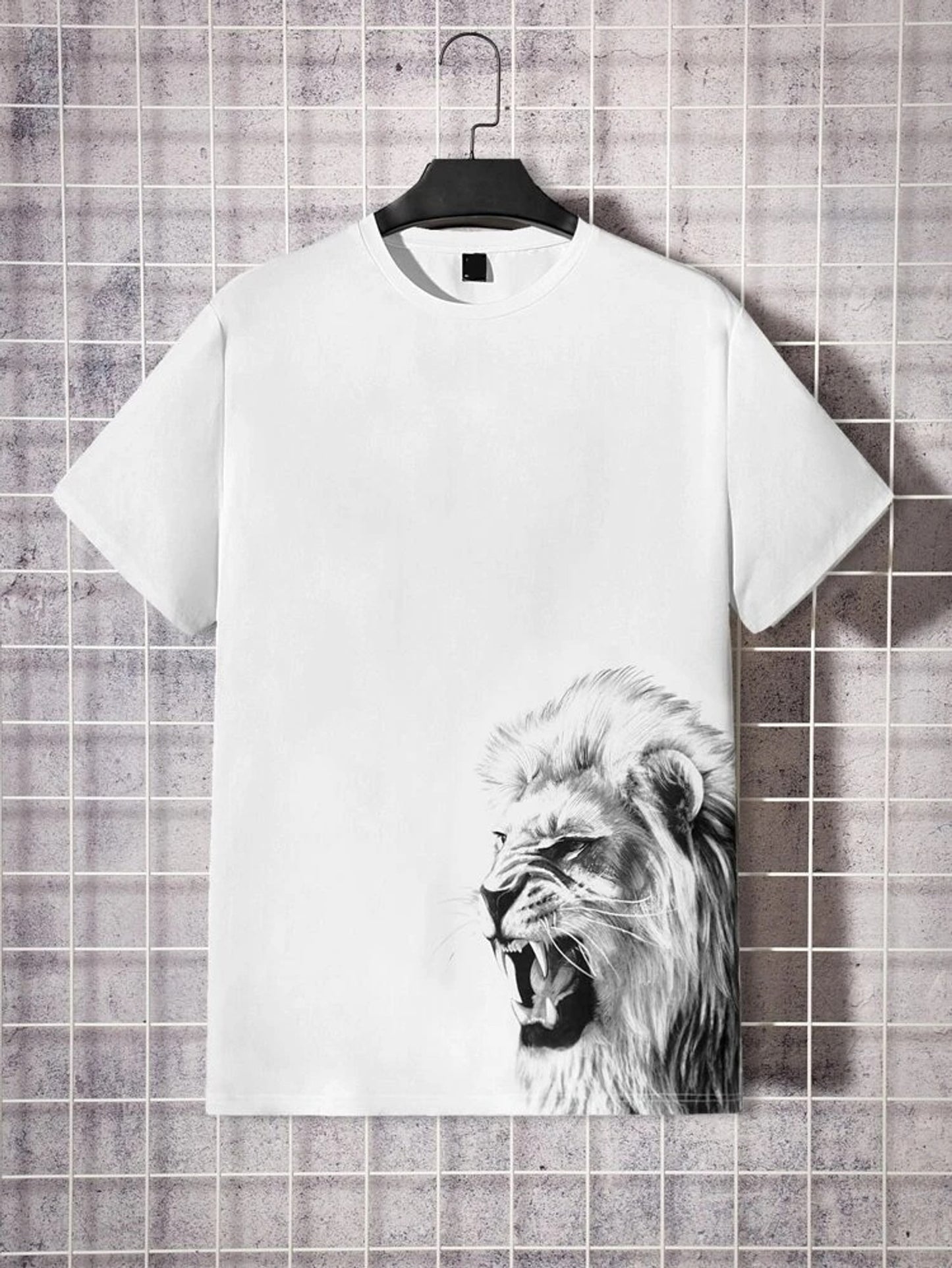 Fifth Avenue Lion Side Printed MIFT386 T-Shirt - White