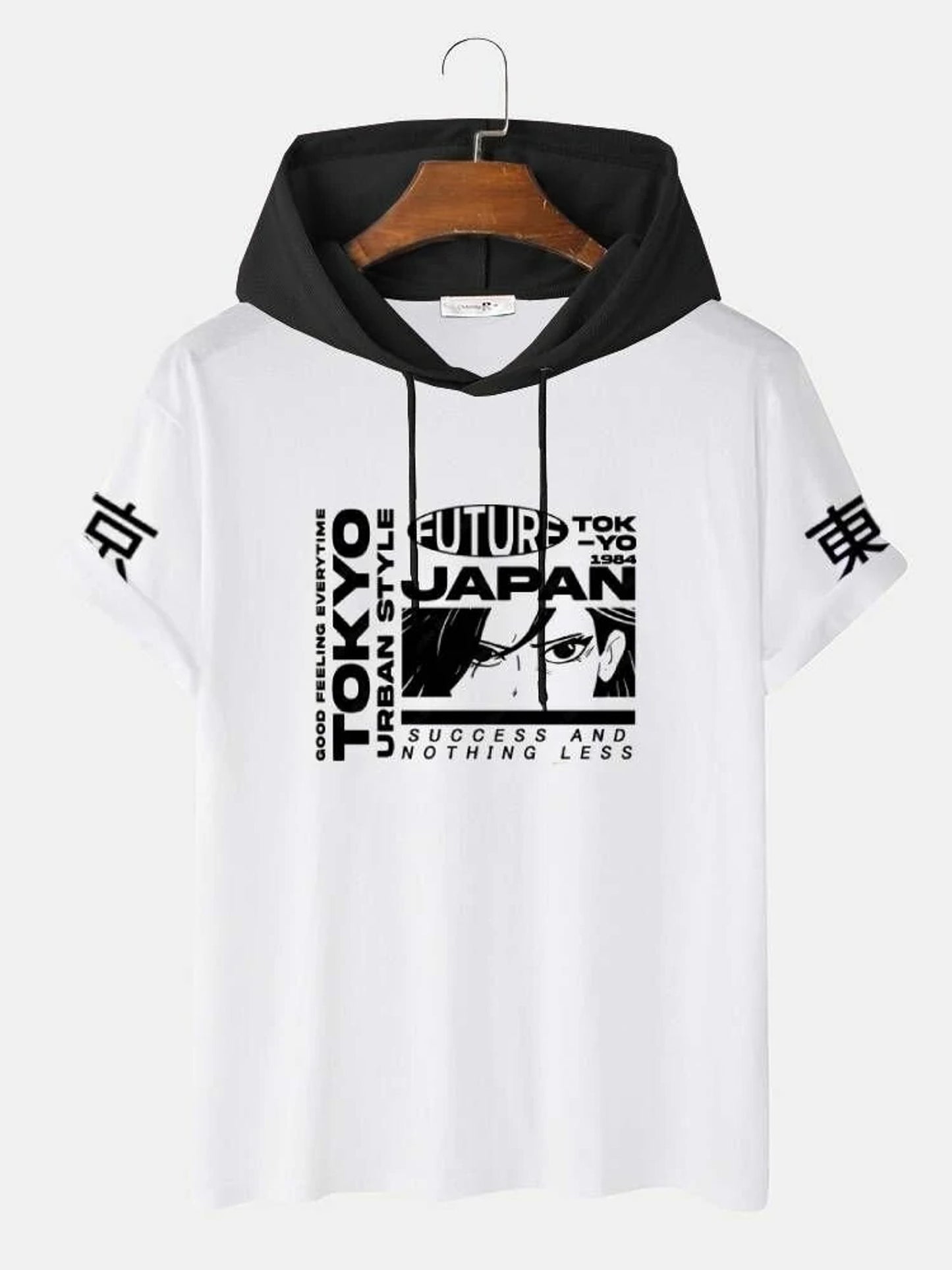 Fifth Avenue Graphic Text Print MIFT445 Hooded ROKA T-Shirt - White Black