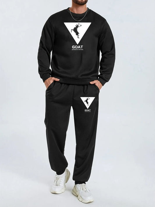 Fifth Avenue Mens Sweatshirt and Pants Set FAWMSPS27 - Black Black