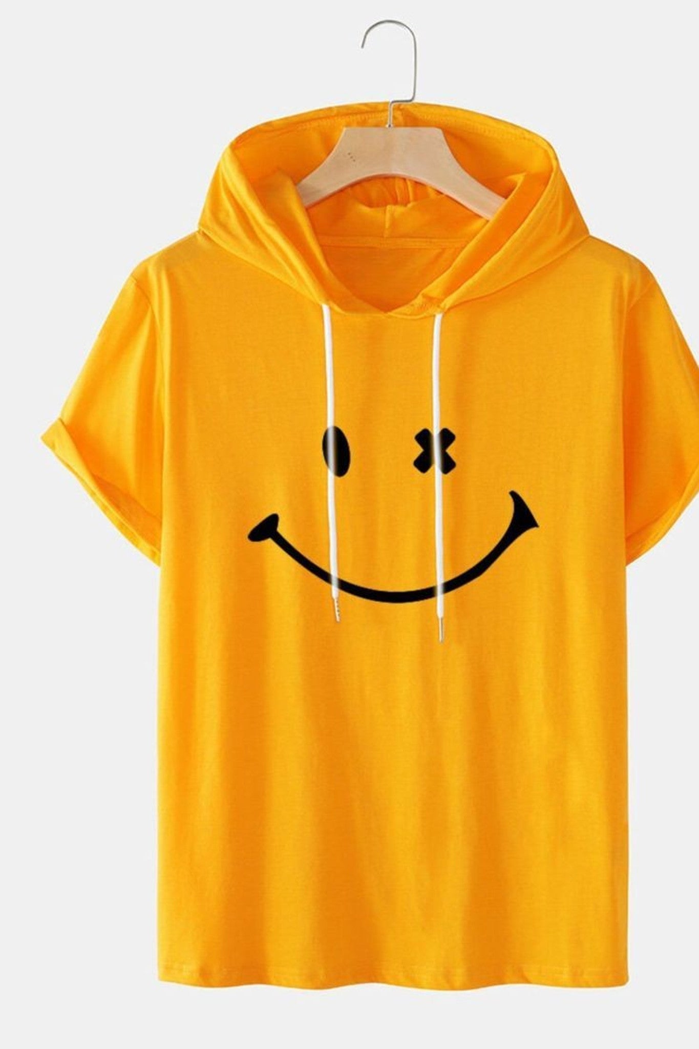 Fifth Avenue Smile Print MIFT426 Hooded ROKA T-Shirt - Yellow