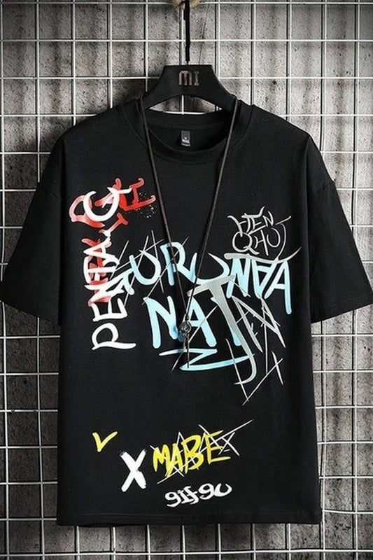 Fifth Avenue Graffiti Printed MIFT175 T-Shirt - Black