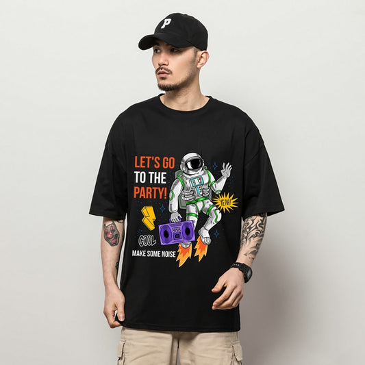 Fifth Avenue Astronaut Printed MIFT179 T-Shirt - Black