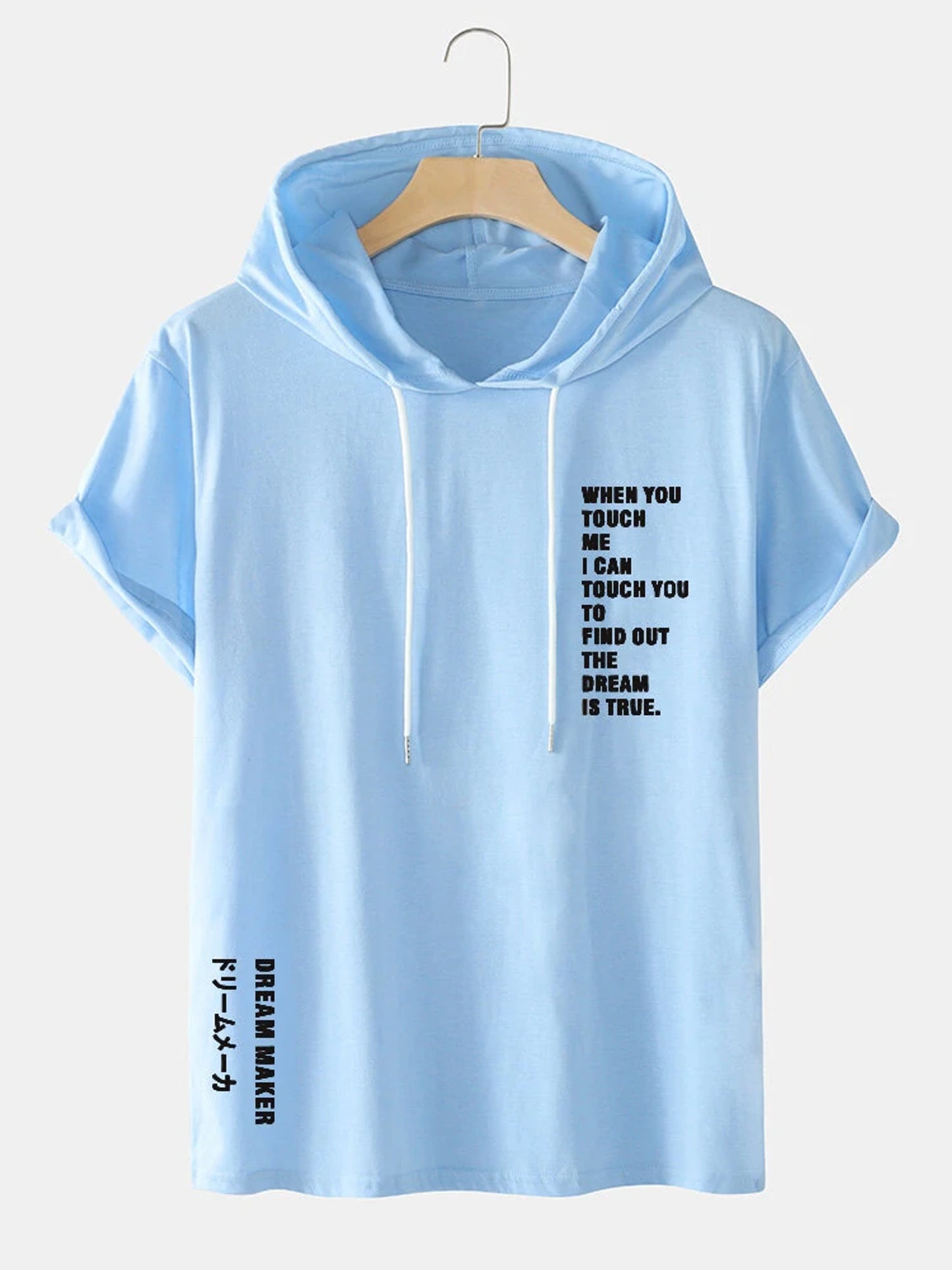 Fifth Avenue Text Print MIFT422 Hooded ROKA T-Shirt - Light Blue