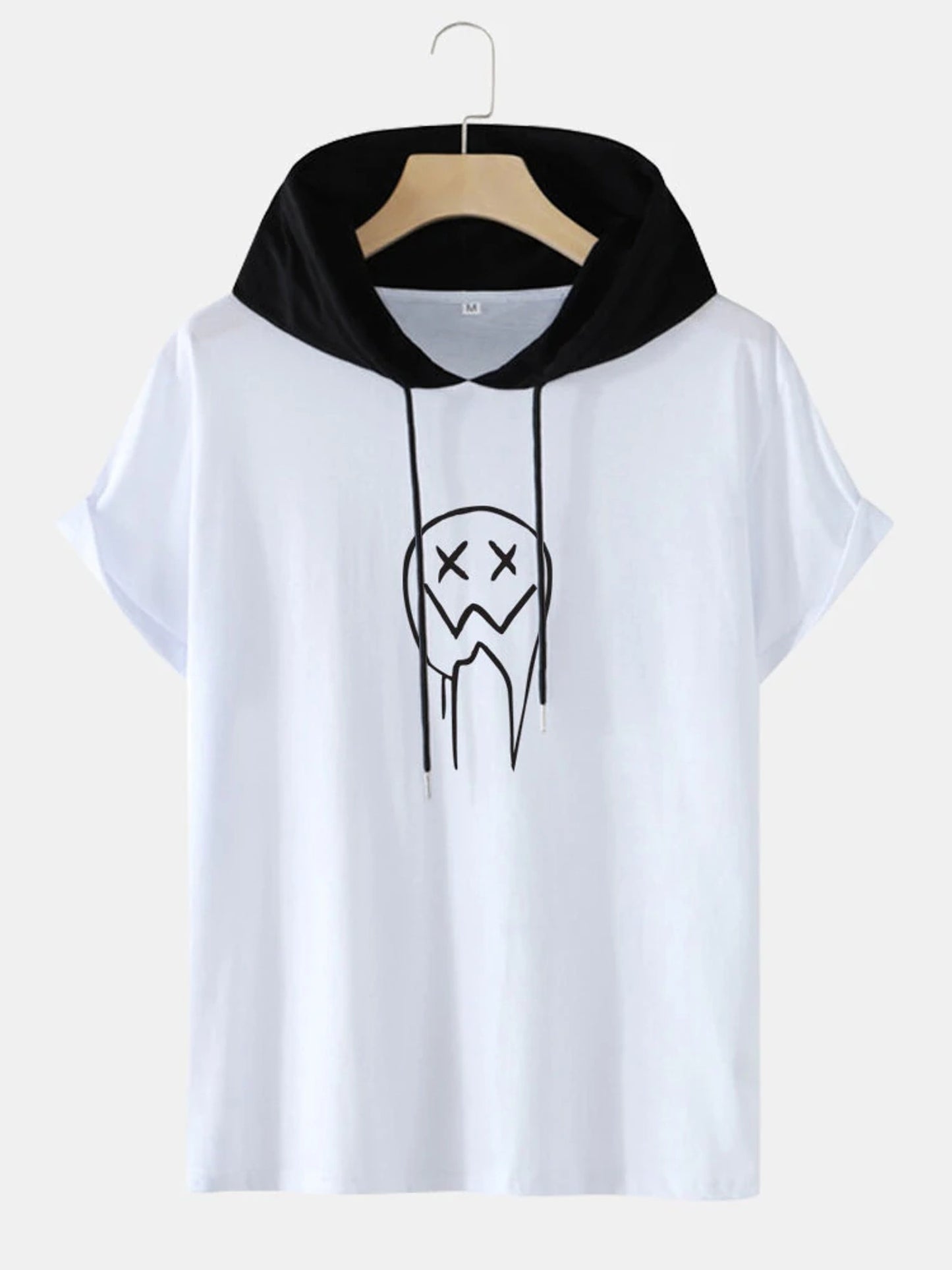 Fifth Avenue Melt Face Print MIFT432 Hooded ROKA T-Shirt - White Black