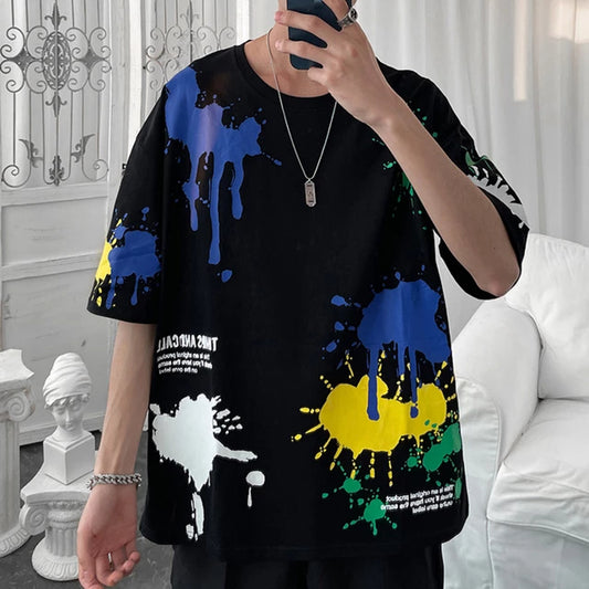 Fifth Avenue Paint Splatter Printed MIFT153 T-Shirt - Black