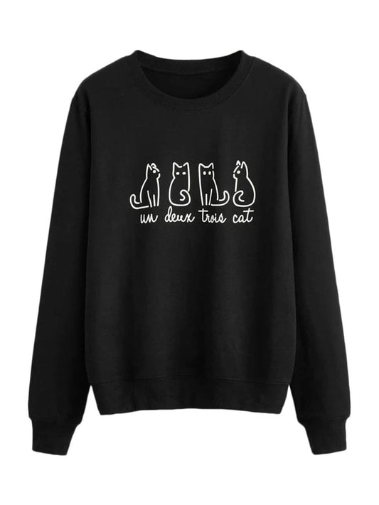 Fifth Avenue DIFT220 Cat Printed Sweatshirt - Black