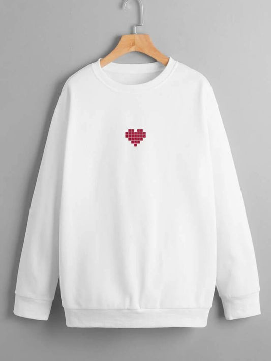 Fifth Avenue DIFT237 Heart Printed Sweatshirt - White