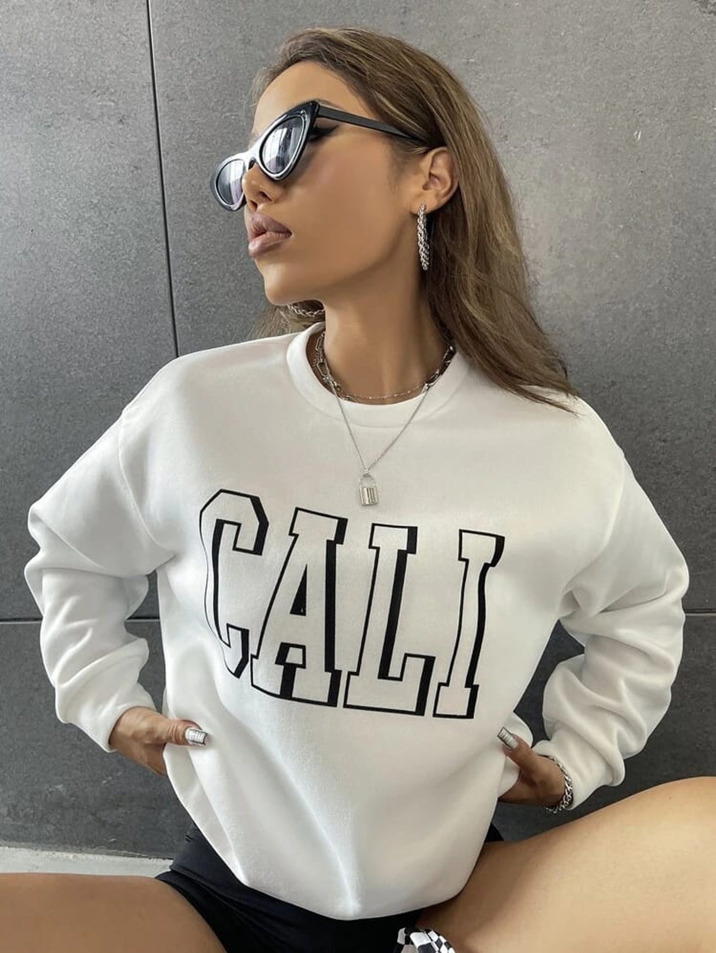 Fifth Avenue DIFT242 Text Printed Sweatshirt - White