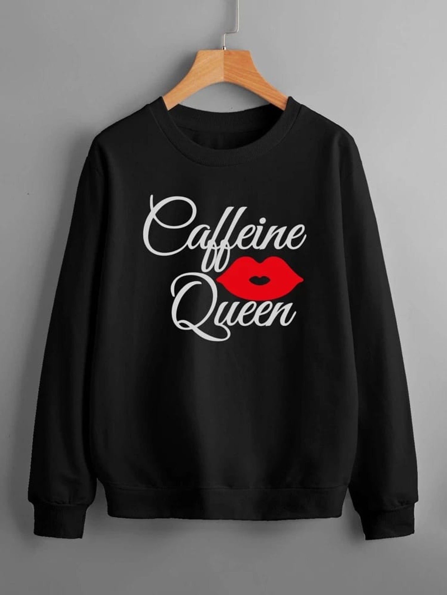 Fifth Avenue DIFT252 Caffeine Queen Printed Sweatshirt - Black
