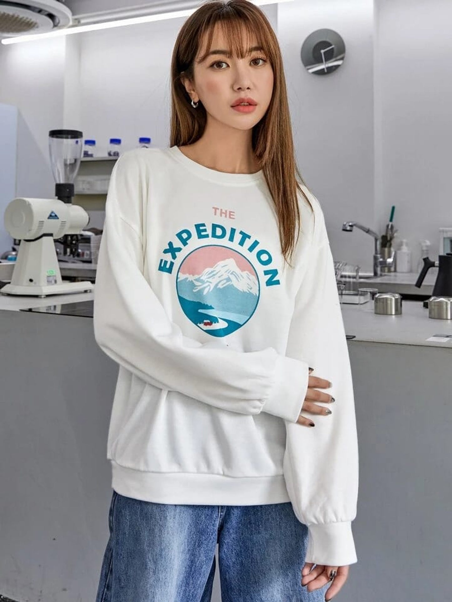 Fifth Avenue DIFT260 Adventure Printed Sweatshirt - White