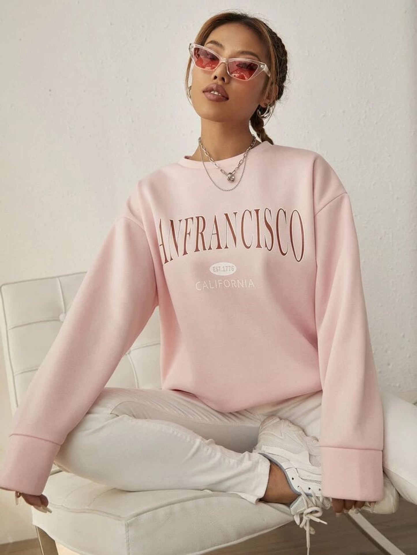 Fifth Avenue DIFT266 San Francisco Printed Sweatshirt - Pink