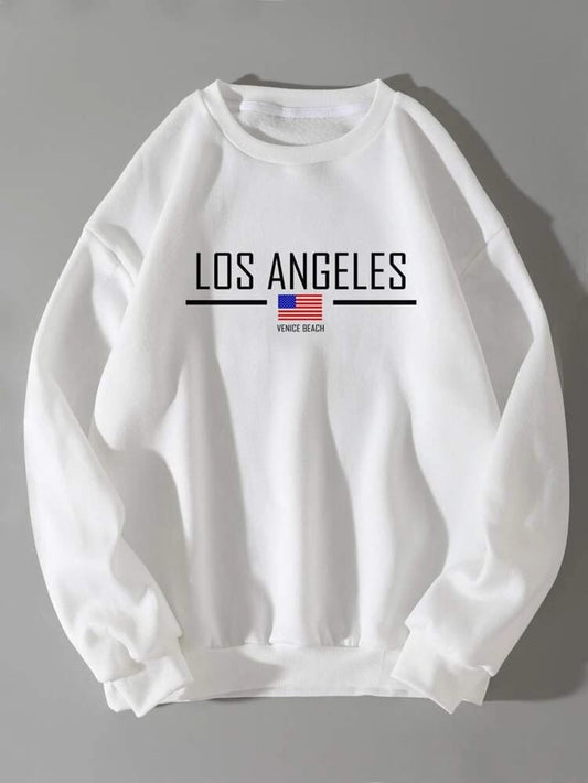 Fifth Avenue DIFT294 Los Angeles Printed Sweatshirt - White