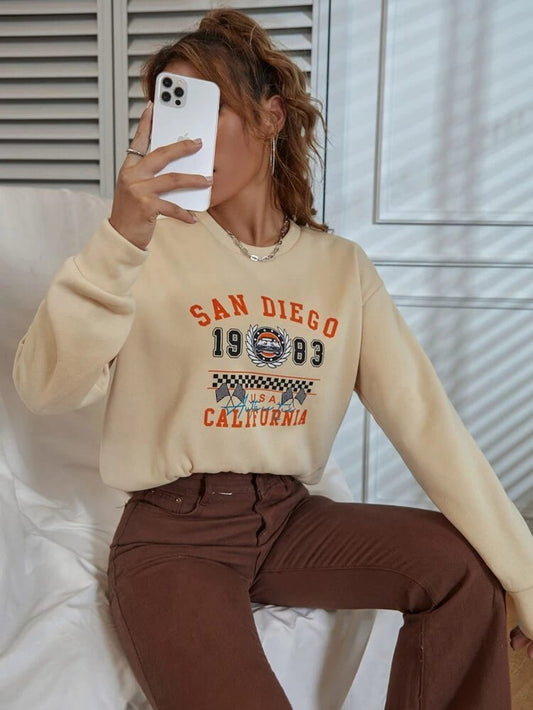 Fifth Avenue DIFT296 San Diego Printed Sweatshirt - Cream