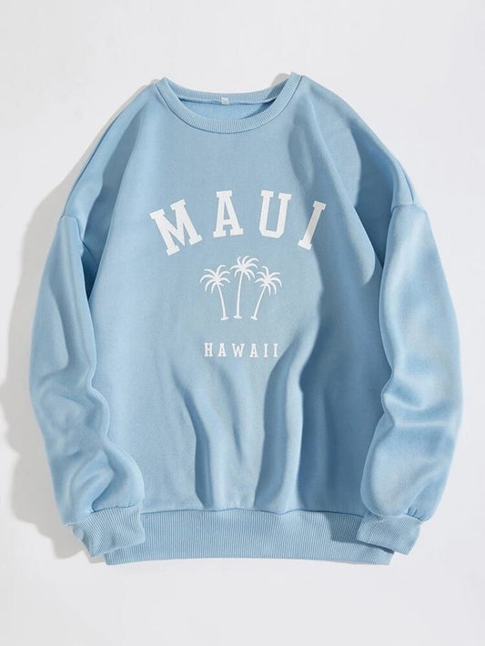 Fifth Avenue DIFT299 Maui Printed Sweatshirt - Light Blue