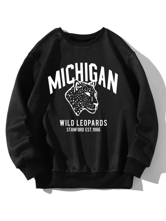 Fifth Avenue DIFT304 Michigan Printed Sweatshirt - Black