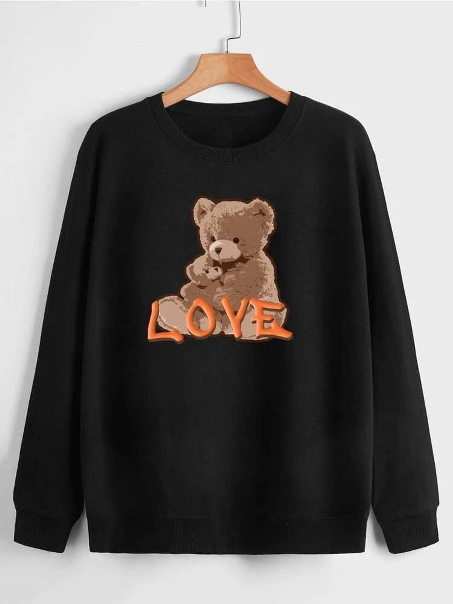 Fifth Avenue DIFT315 Love Bear Printed Sweatshirt - Black