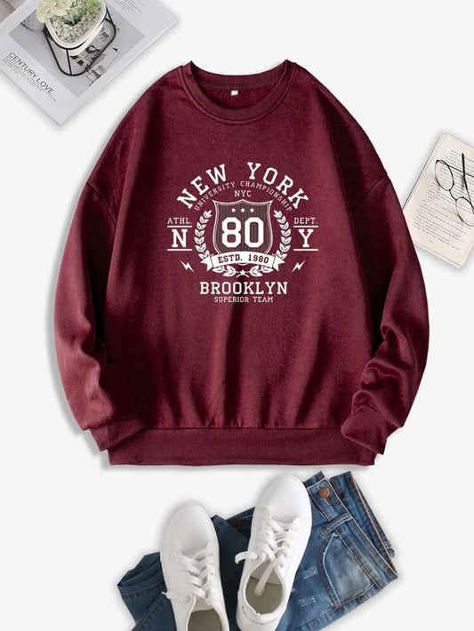 Fifth Avenue DIFT332 New York Printed Sweatshirt - Maroon