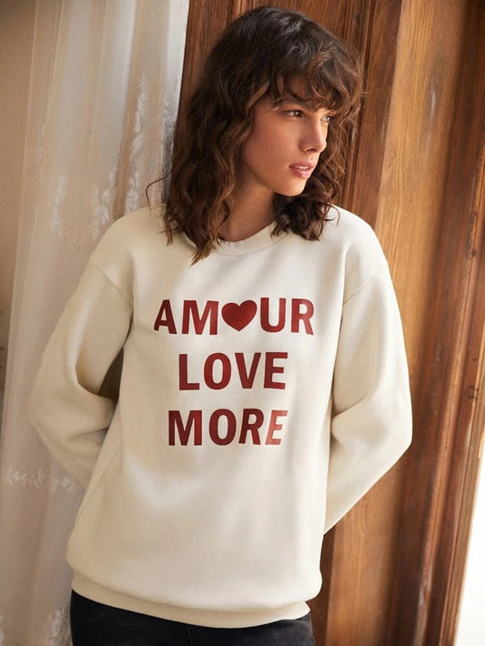 Fifth Avenue DIFT336 Love Amour Printed Sweatshirt - Cream