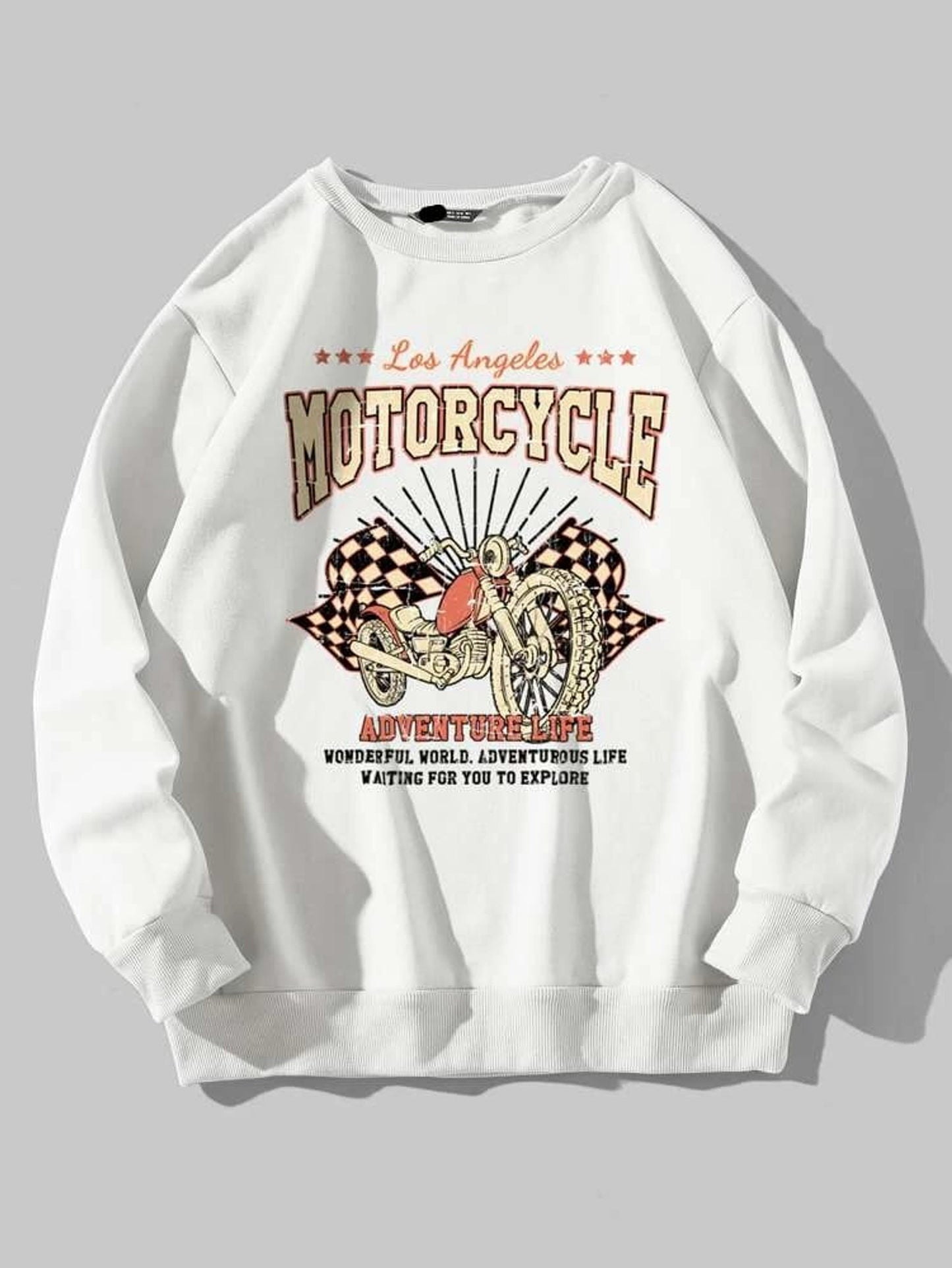 Fifth Avenue DIFT343 Motor Cycle Printed Sweatshirt - White