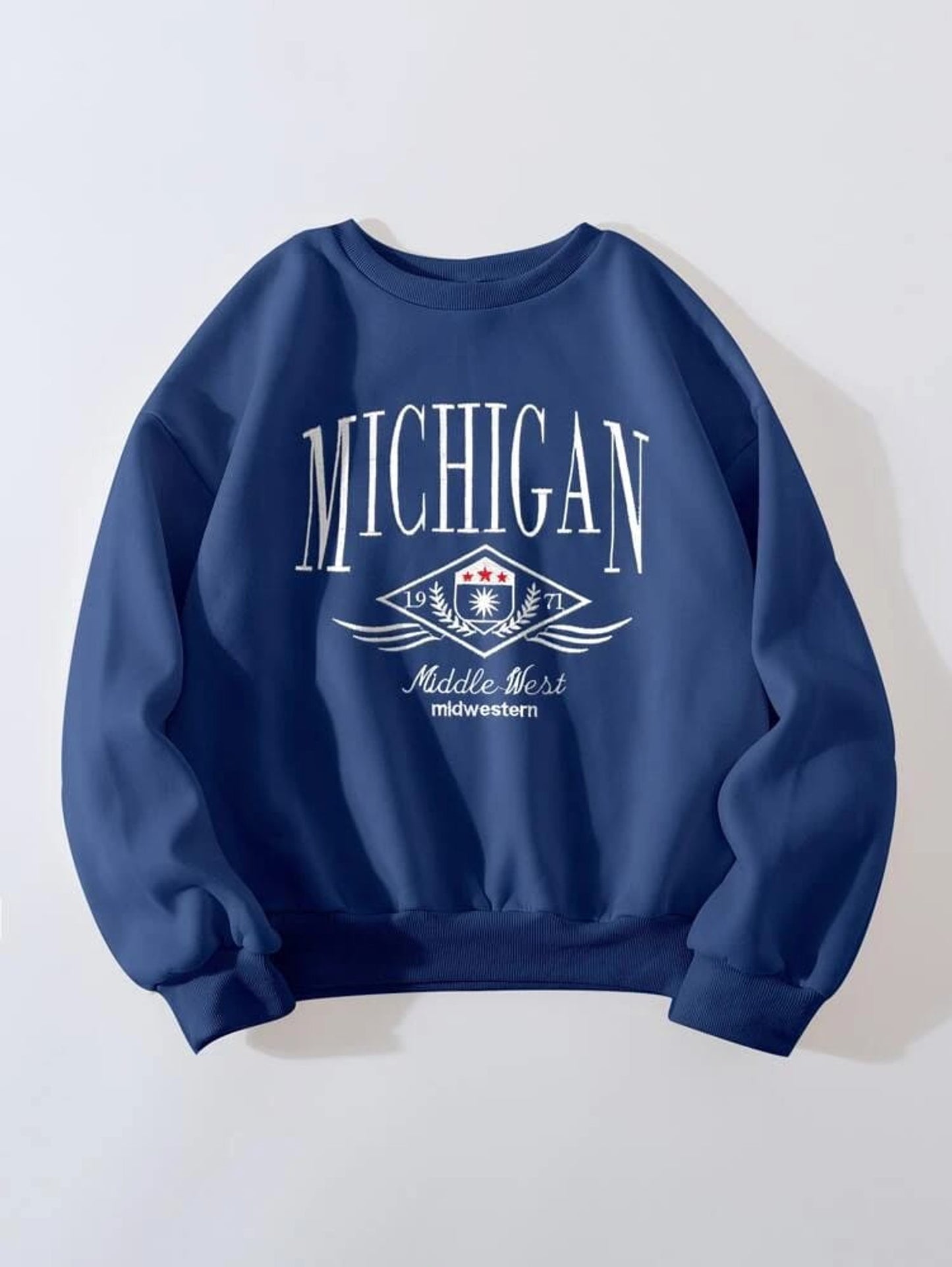 Fifth Avenue DIFT347 Michigan Printed Sweatshirt - Blue