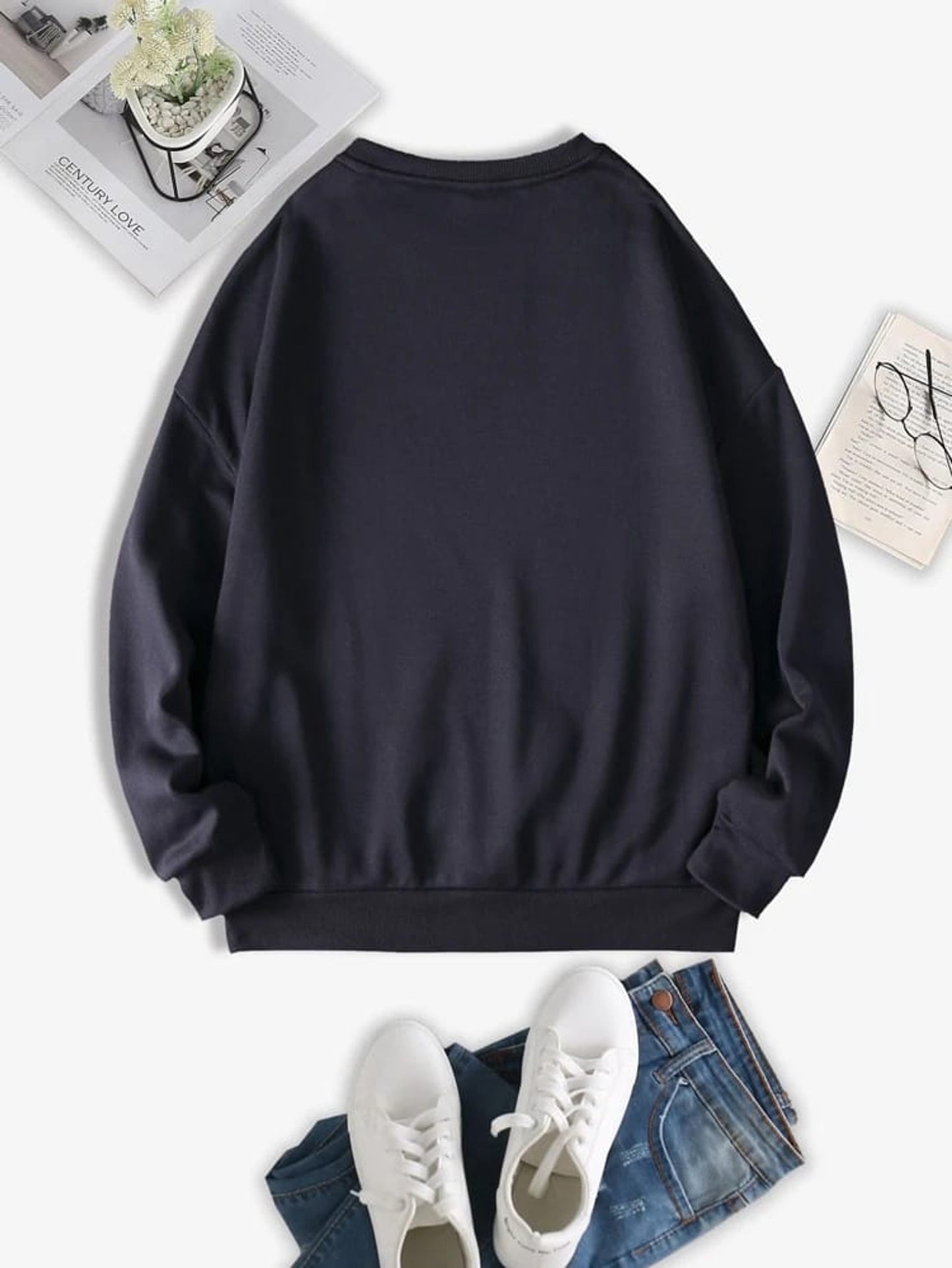 Fifth Avenue DIFT352 LN College Printed Sweatshirt - Navy Blue