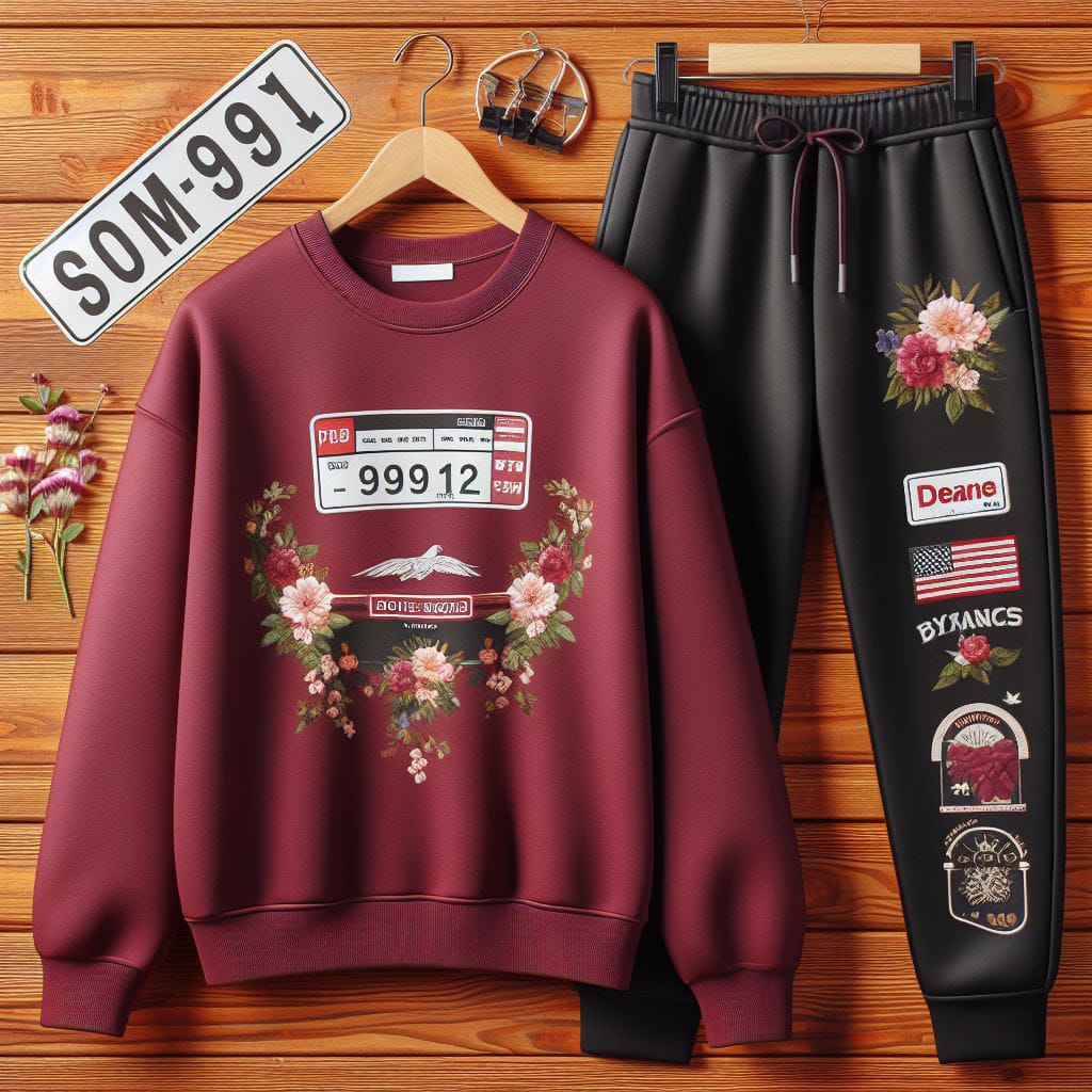 Fifth Avenue WWS Sweatshirt and Pants Set FAWWWS1 - Maroon Black