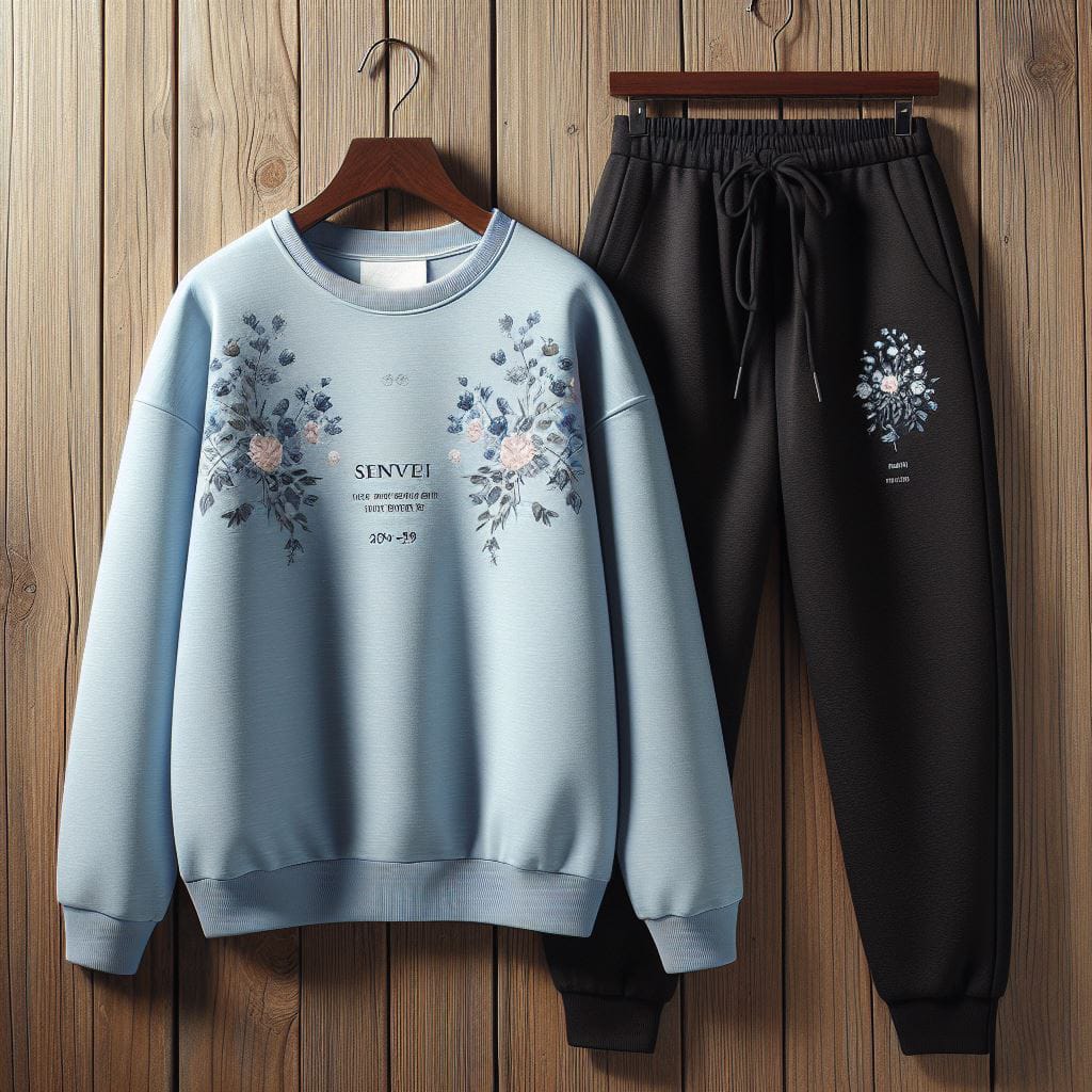 Fifth Avenue WWS Sweatshirt and Pants Set FAWWWS7 - Light Blue Black