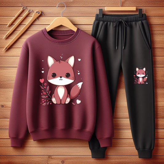 Fifth Avenue WWS Sweatshirt and Pants Set FAWWWS8 - Maroon Black