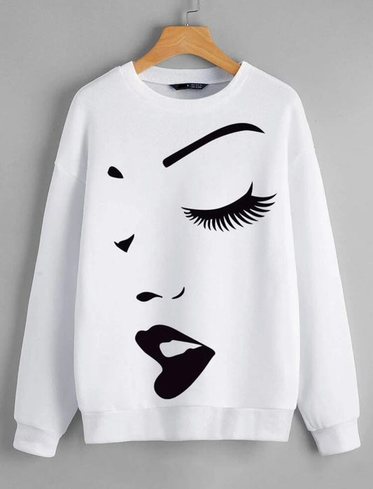 Fifth Avenue DIFT421 Face Printed Sweatshirt - White