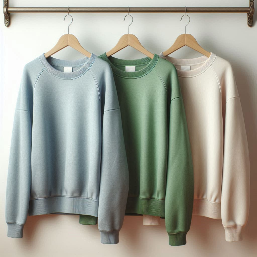 Fifth Avenue Pack of 3 Womens Plain Cream Green Light Blue Sweatshirts FAWPSB4