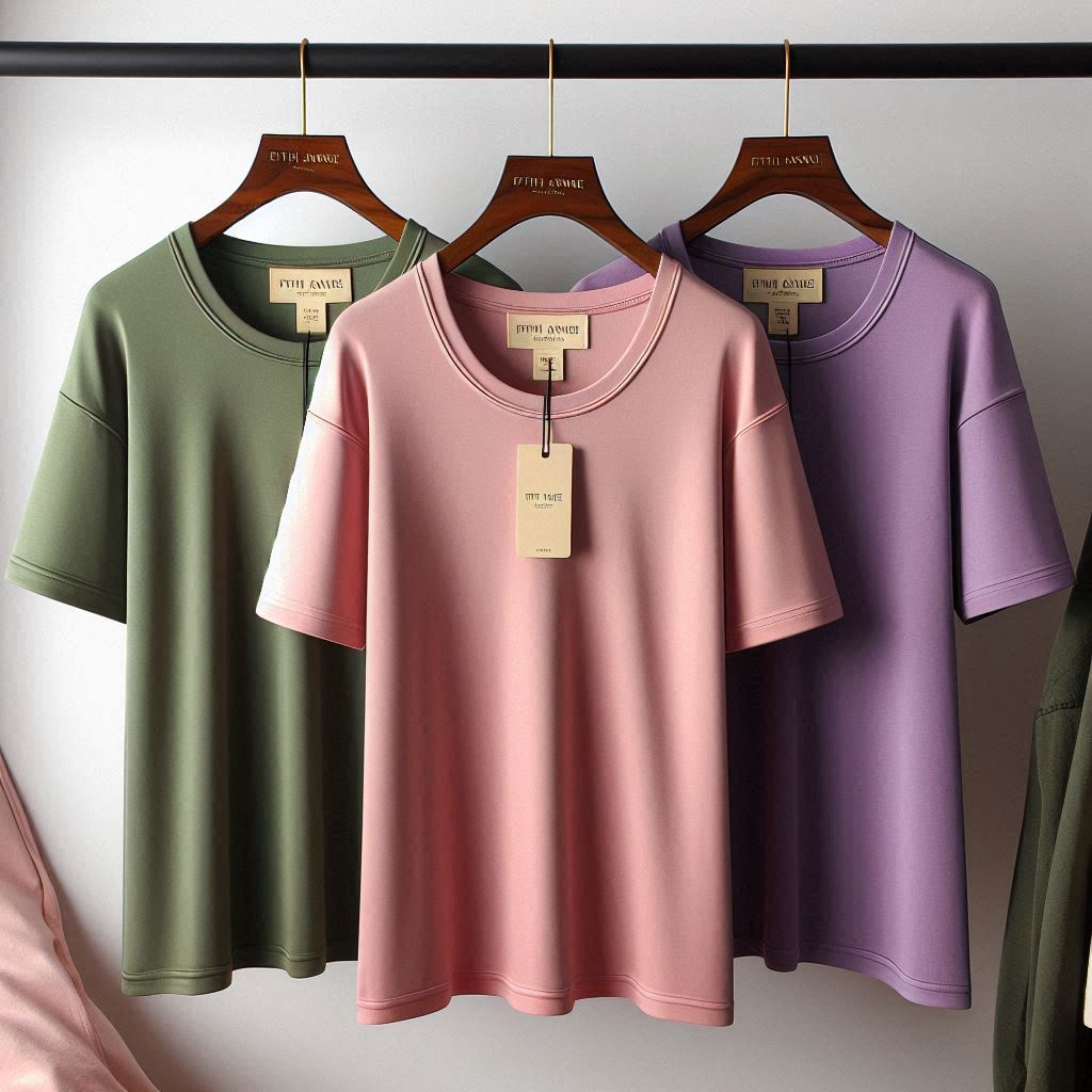 Fifth Avenue Pack of 3 Womens Plain Boyfriend Purple Pink Green T-Shirts FAWNBTS6