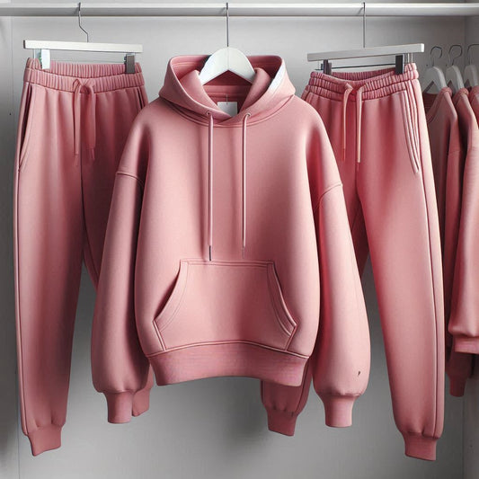 Fifth Avenue Womens Plain Hoodie and Pants Set FAWPHPS1 - Pink Pink