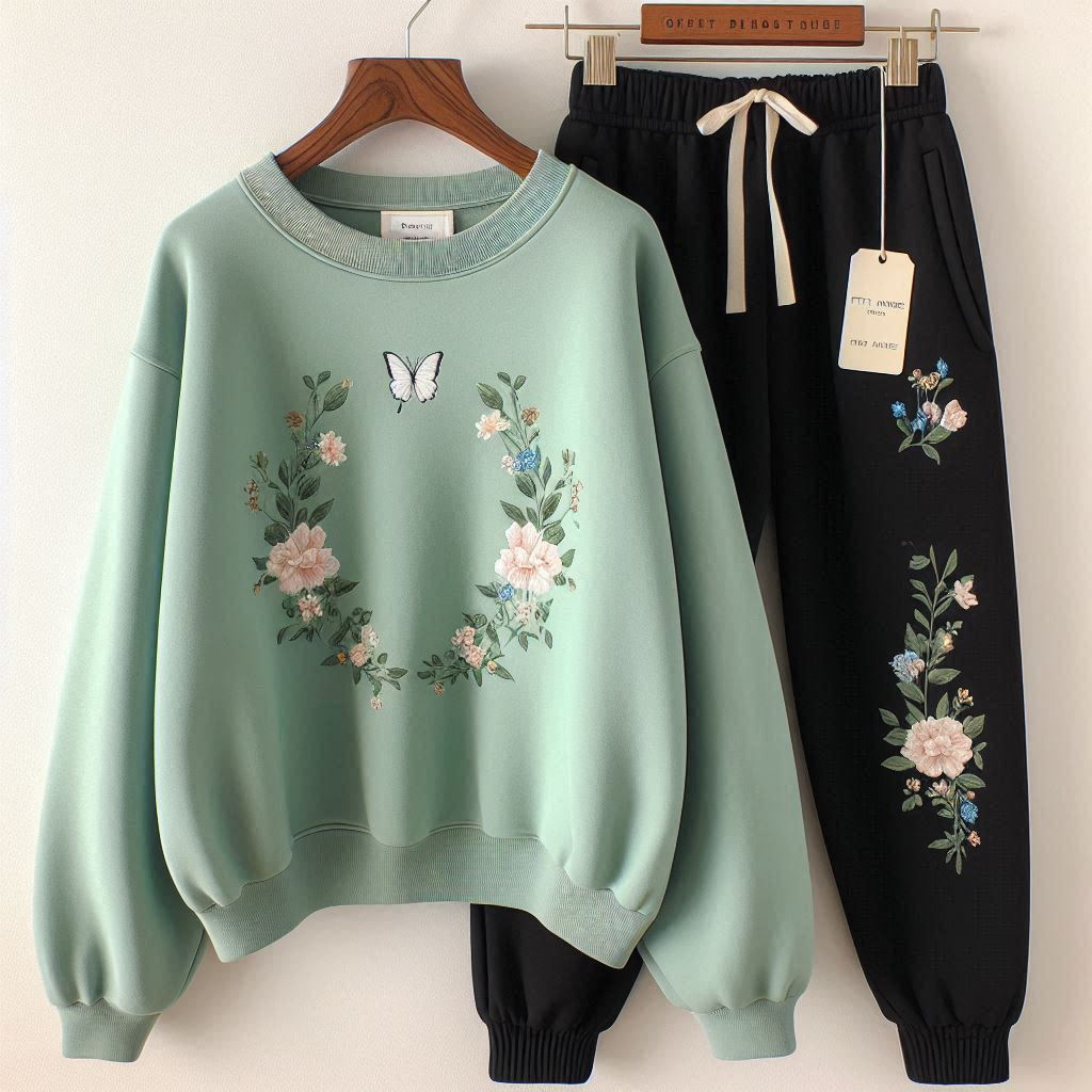 Fifth Avenue WWS Sweatshirt and Pants Set FAWWWS26 - Mint Green Black