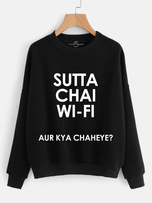 Fifth Avenue Sutta Chai Wifi Printed Sweatshirt - Black