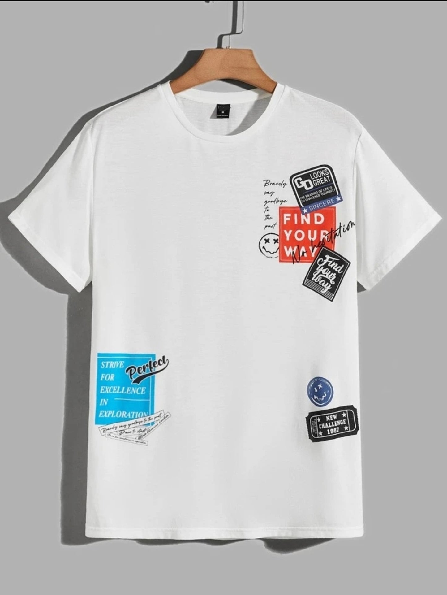 Fifth Avenue Stickers Printed MIFT110 T-Shirt - White