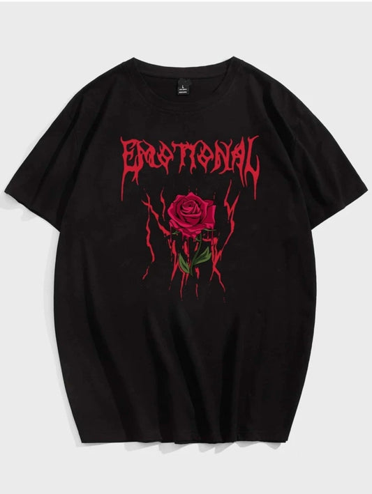 Fifth Avenue Floral Printed MIFT135 T-Shirt - Black