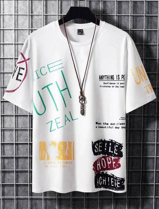 Fifth Avenue Stickers Slogan Printed MIFT75 T-Shirt - White