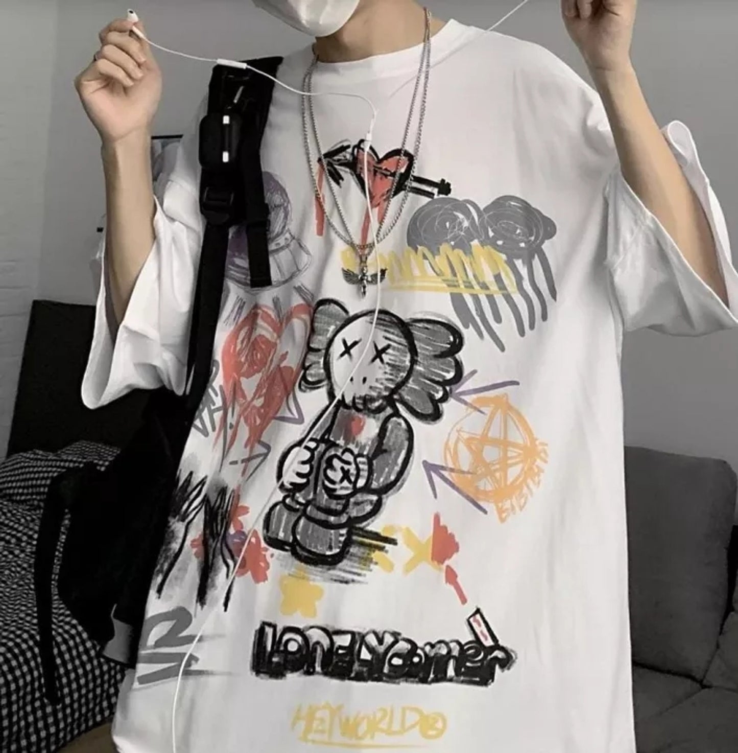 Fifth Avenue Graffiti Printed MIFT196 T-Shirt - White