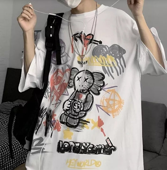 Fifth Avenue Graffiti Printed MIFT196 T-Shirt - White