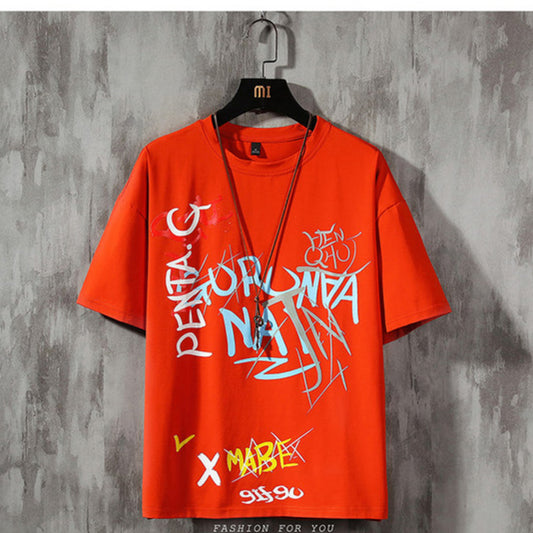 Fifth Avenue Graffiti Printed MIFT175 T-Shirt - Orange