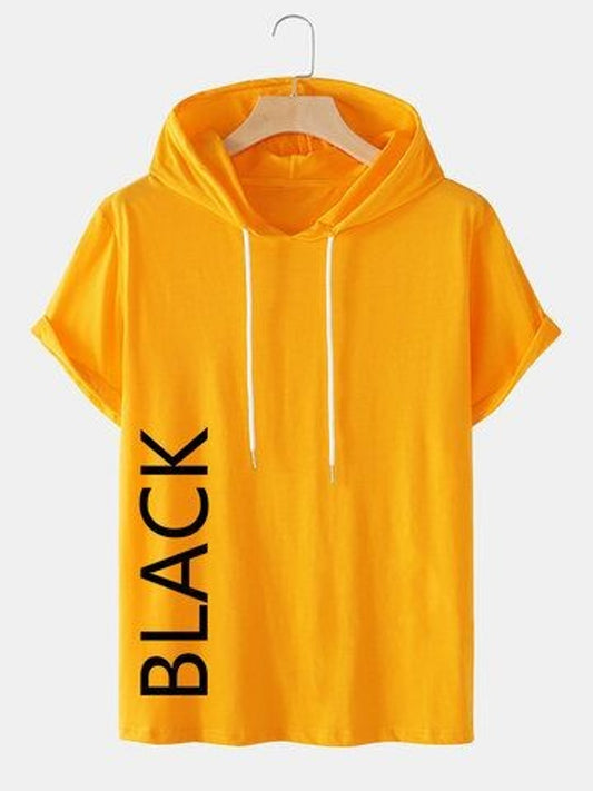 Fifth Avenue Text Print MIFT421 Hooded ROKA T-Shirt - Yellow