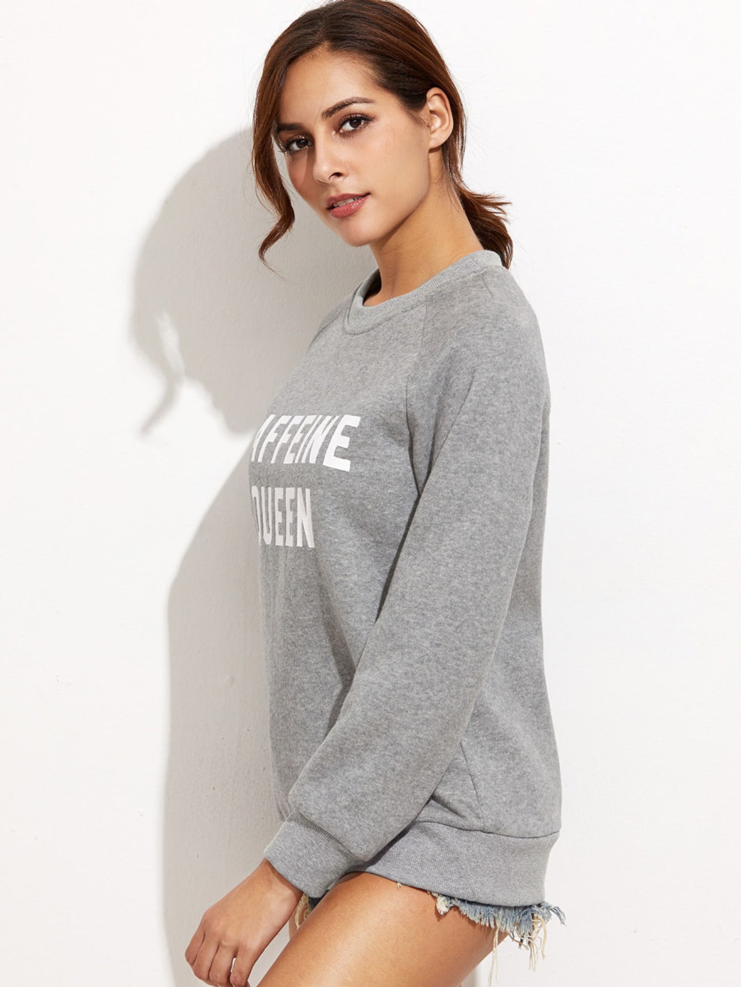 Fifth Avenue Caffeine Queen Printed Sweatshirt - Heather Grey