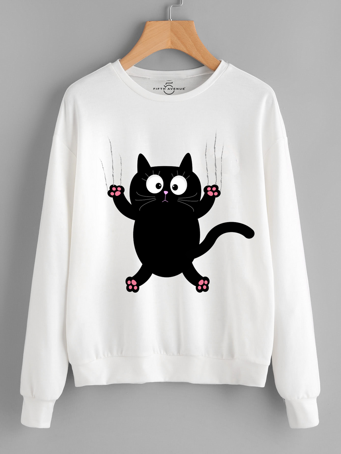 Fifth Avenue Cat Falling Printed Sweatshirt - White