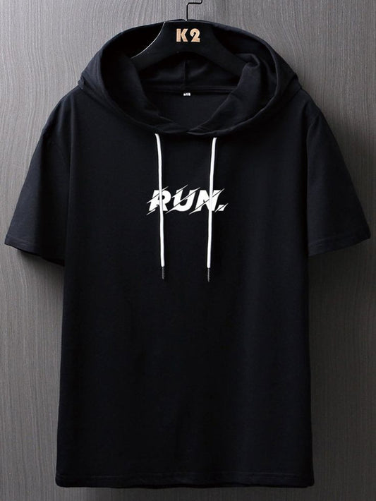 Fifth Avenue Run Print MIFT436 Hooded ROKA T-Shirt - Black