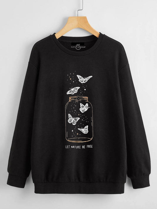 Fifth Avenue DIFT46 Let Nature Be Free Printed Sweatshirt - Black