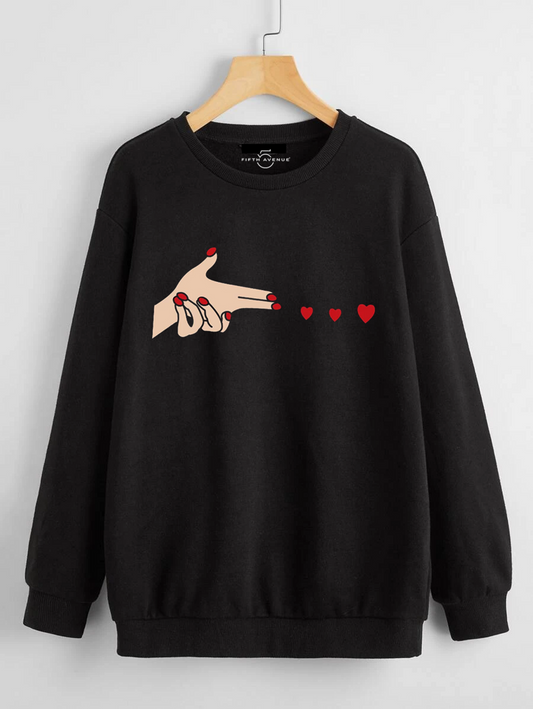 Fifth Avenue DIFT50 Shoot Heart Vector Printed Sweatshirt - Black