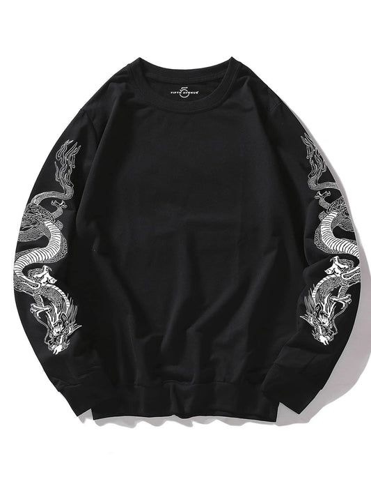 Fifth Avenue Dragon Sleeves DIFT63 Printed Sweatshirt - Black