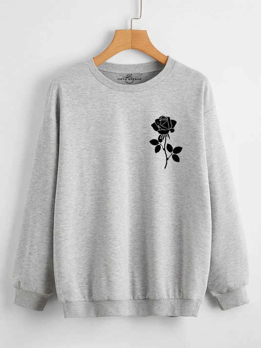 Fifth Avenue DIFT73 Rose Pocket Printed Sweatshirt - Grey