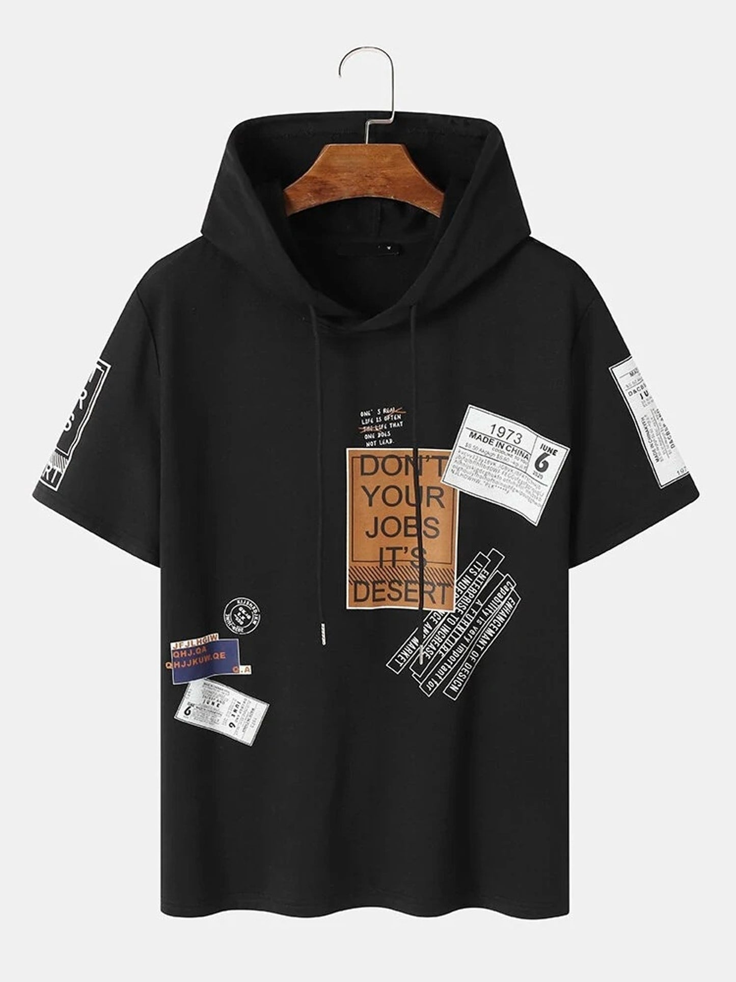 Fifth Avenue Stickers Print MIFT440 Hooded ROKA T-Shirt - Black