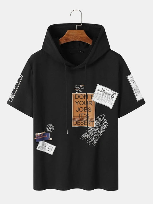 Fifth Avenue Stickers Print MIFT440 Hooded ROKA T-Shirt - Black